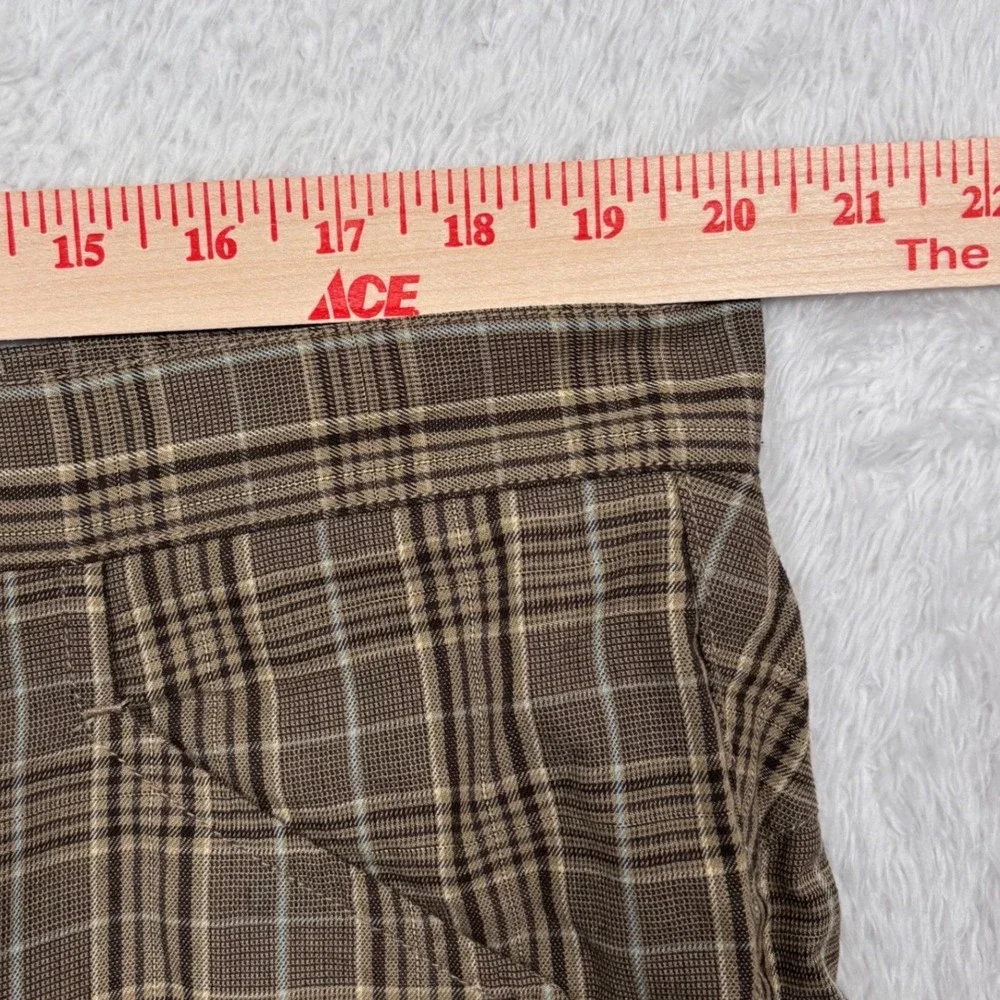 Y2K Hurley Plaid Shorts Men 38‎ Tannish Green Checkered Flat Front Casual Street